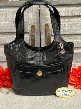COACH Legacy Ergo 65th Anniversary Patent Leather Black Tote 11012 EUC!